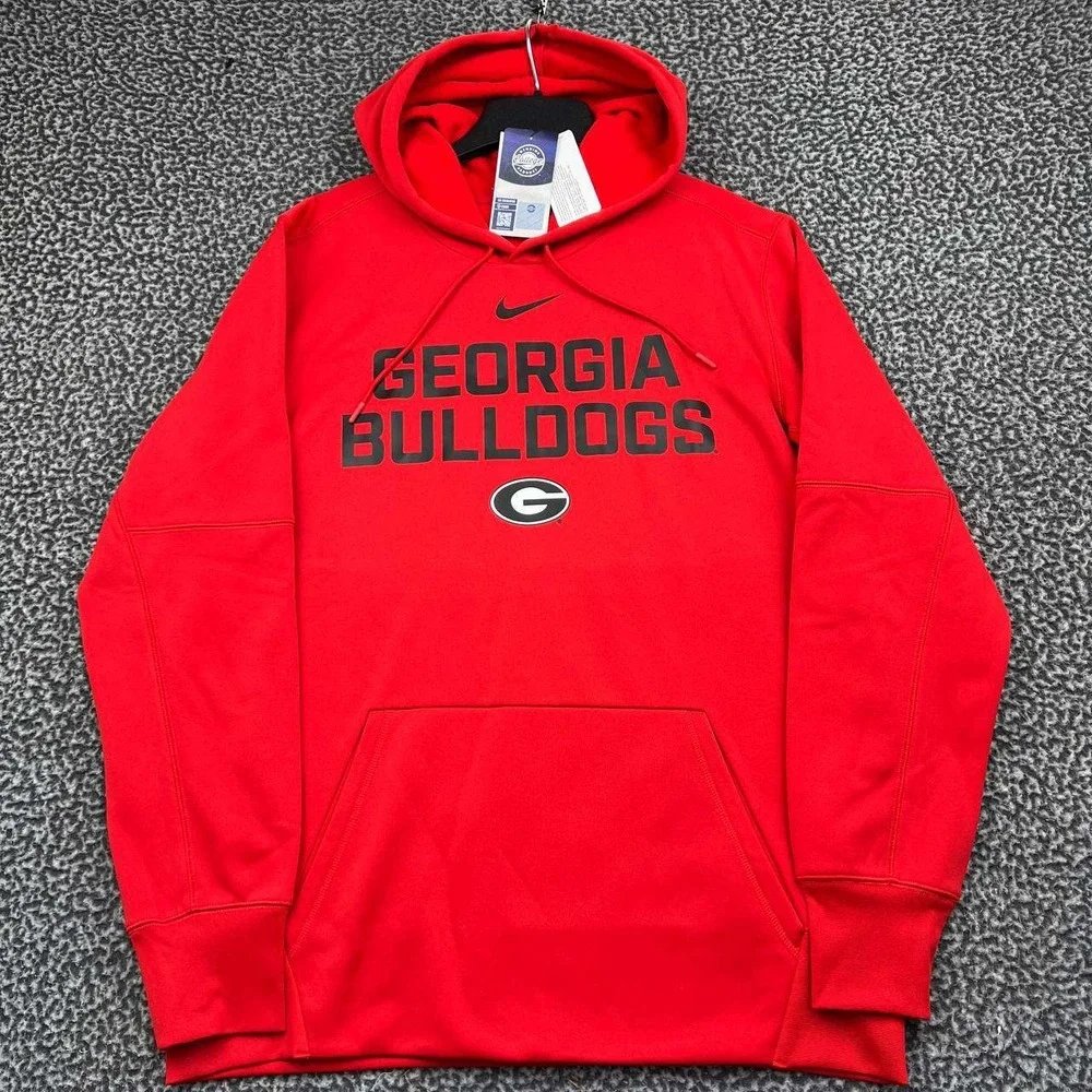 Nike Georgia Bulldogs Therma-FIT Hoodie Men Large Red Pullover New L